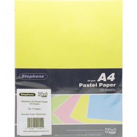 Stephens Paper Pastel Assorted 80gsm 25 Sheets