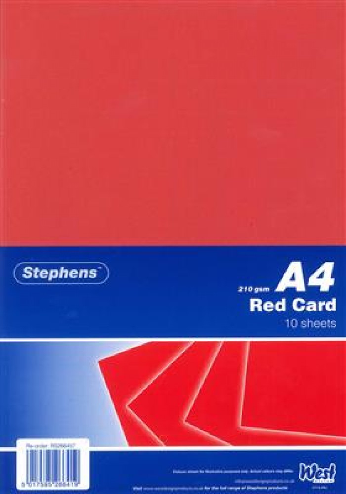 Stephens Card Red A4 210gsm 10 Sheets
