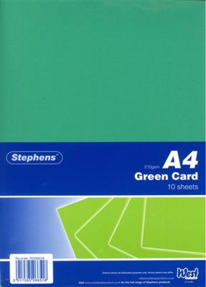 Stephens Card Green A4 210gsm 10 Sheets
