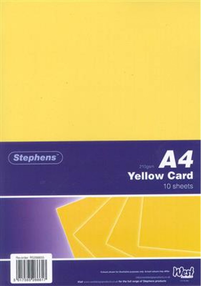 Stephens Card Yellow A4 210gsm 10 Sheets