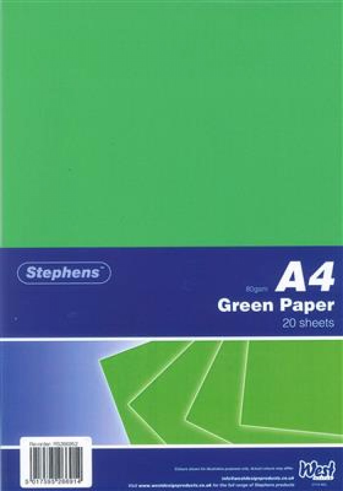 Stephens Paper Green A4 80gsm 20 Sheets