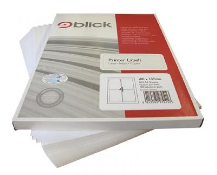 Blick Labels Multi A4 100mm x 139mm 4 Labels per Sheet 100 Sheets