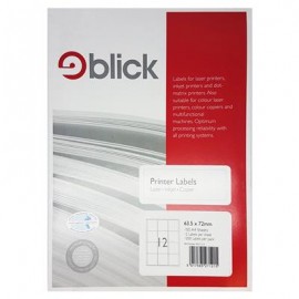 Blick Labels Multi A4 63.5mm x 72mm 12 Labels per Sheet 100 Sheets