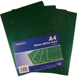 Stephens Board Glitter Green A4 220gsm 10 Sheets