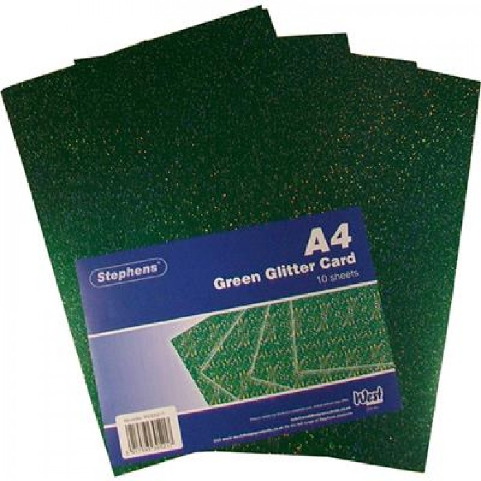 Stephens Board Glitter Green A4 220gsm 10 Sheets