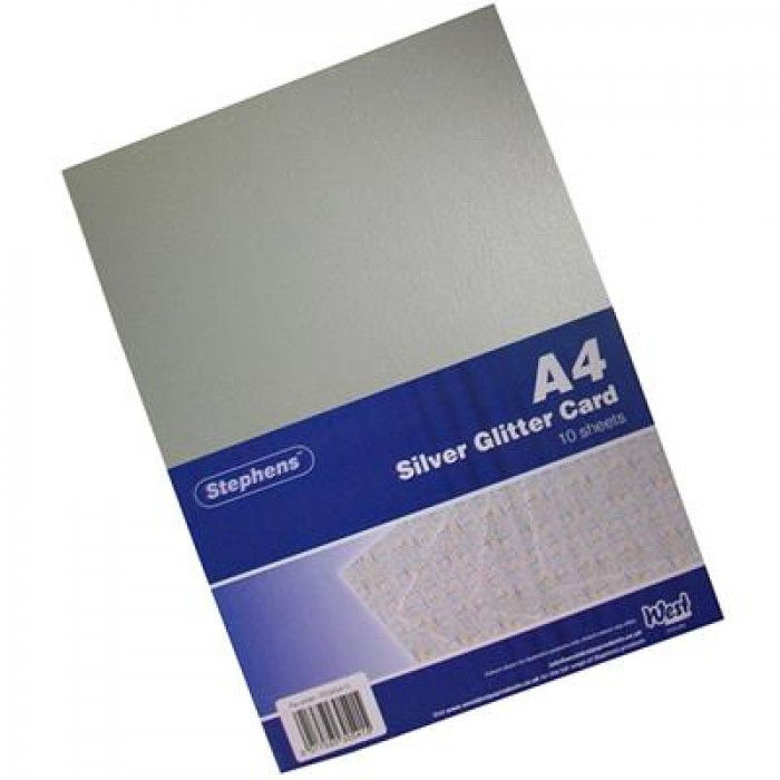 Stephens Board Glitter Silver A4 220gsm 10 Sheets