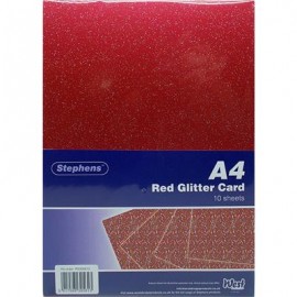 Stephens Board Glitter Red A4 220gsm 10 Sheets