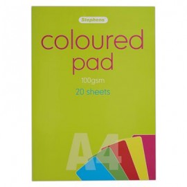 Stephens Coloured Pad A4 100gsm 20 Sheets