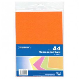 Stephens Card Fluorescent Assorted 240gsm 4 Sheets