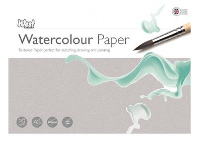 West Watercolour Pad A3 300gsm 10 Sheets Wiro