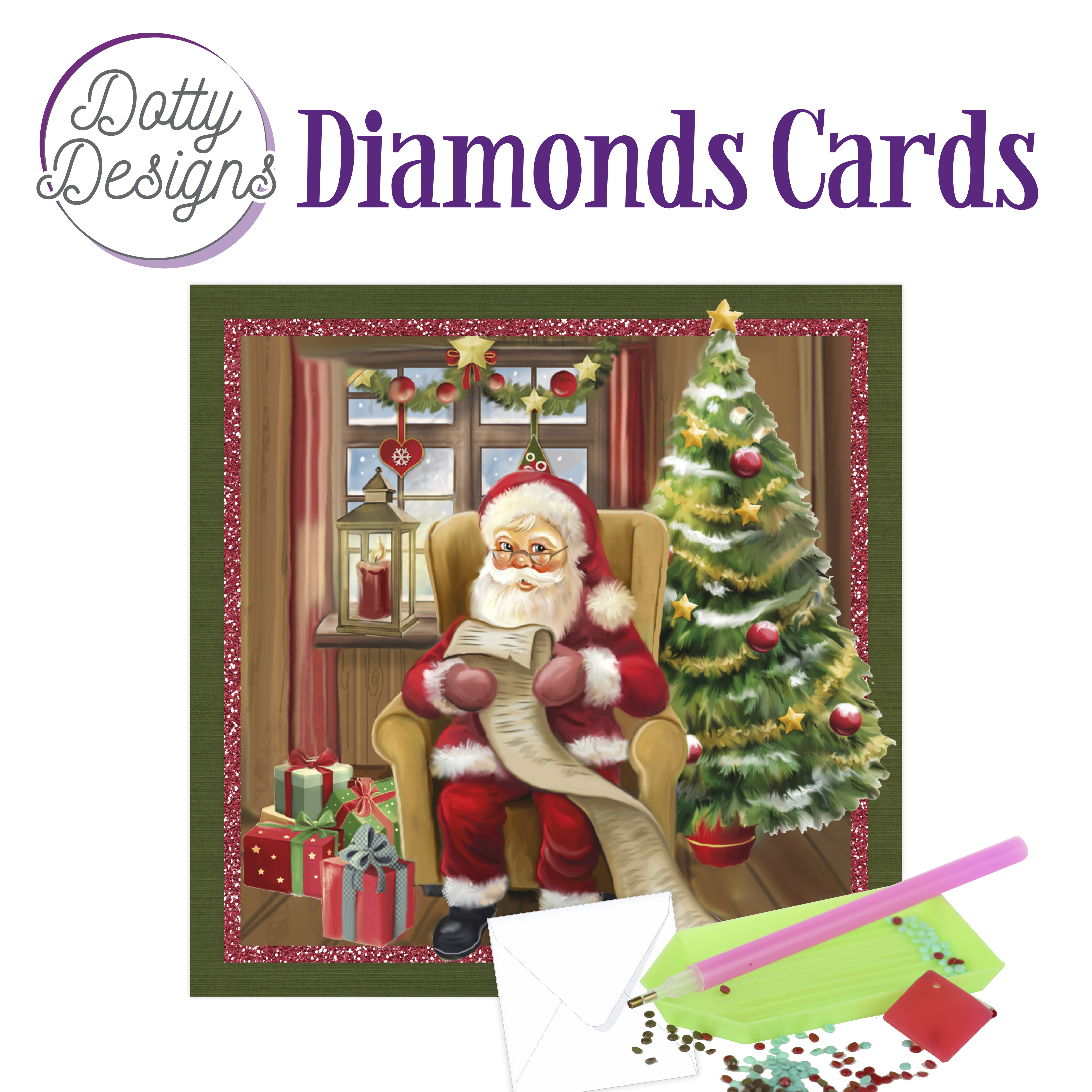 Dotty Designs Diamond Cards - Santa Claus with a wish list Dotty Designs Diamond Cards - Santa Claus with a wish list