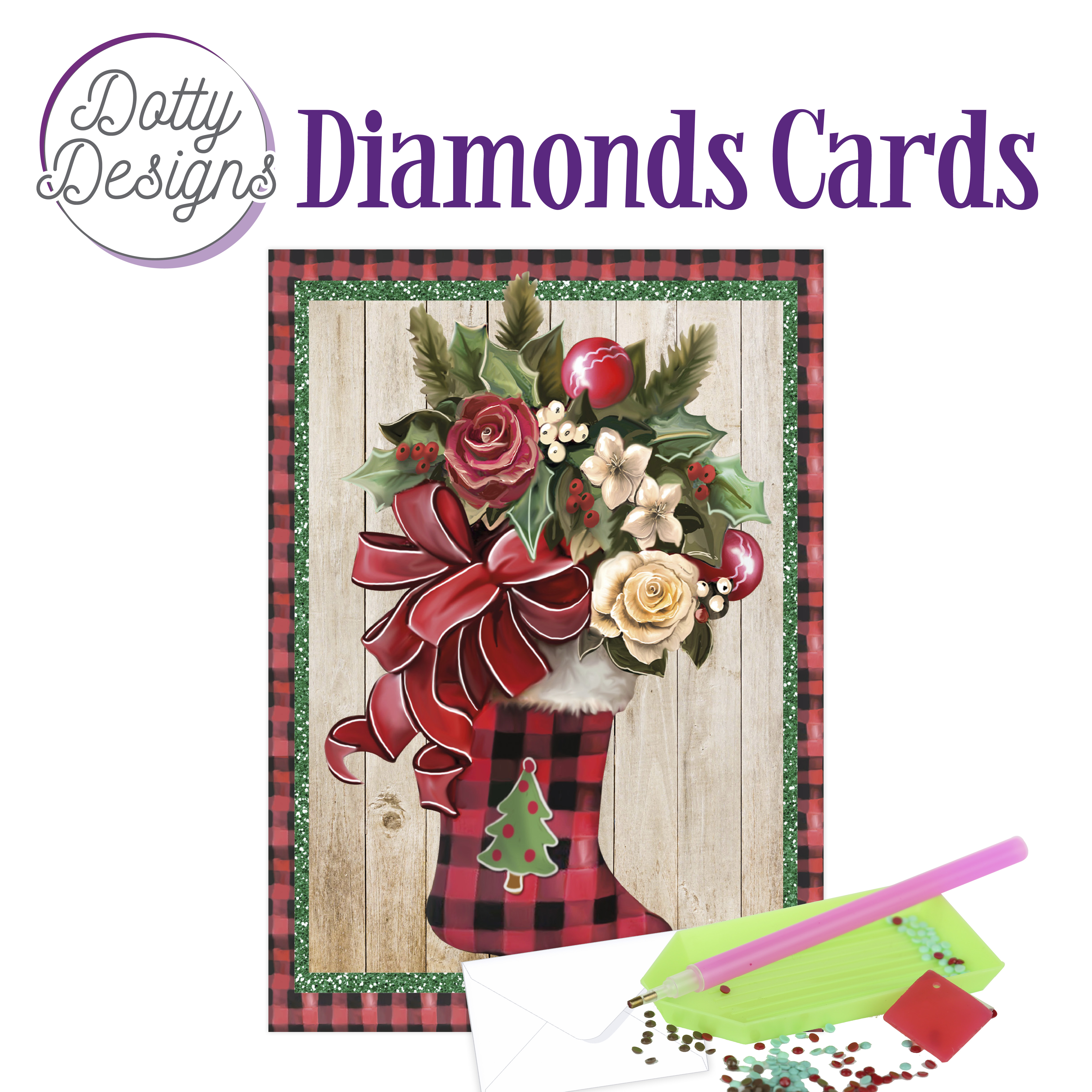 Dotty Designs Diamond Cards - Christmas stocking Dotty Designs Diamond Cards - Christmas stocking