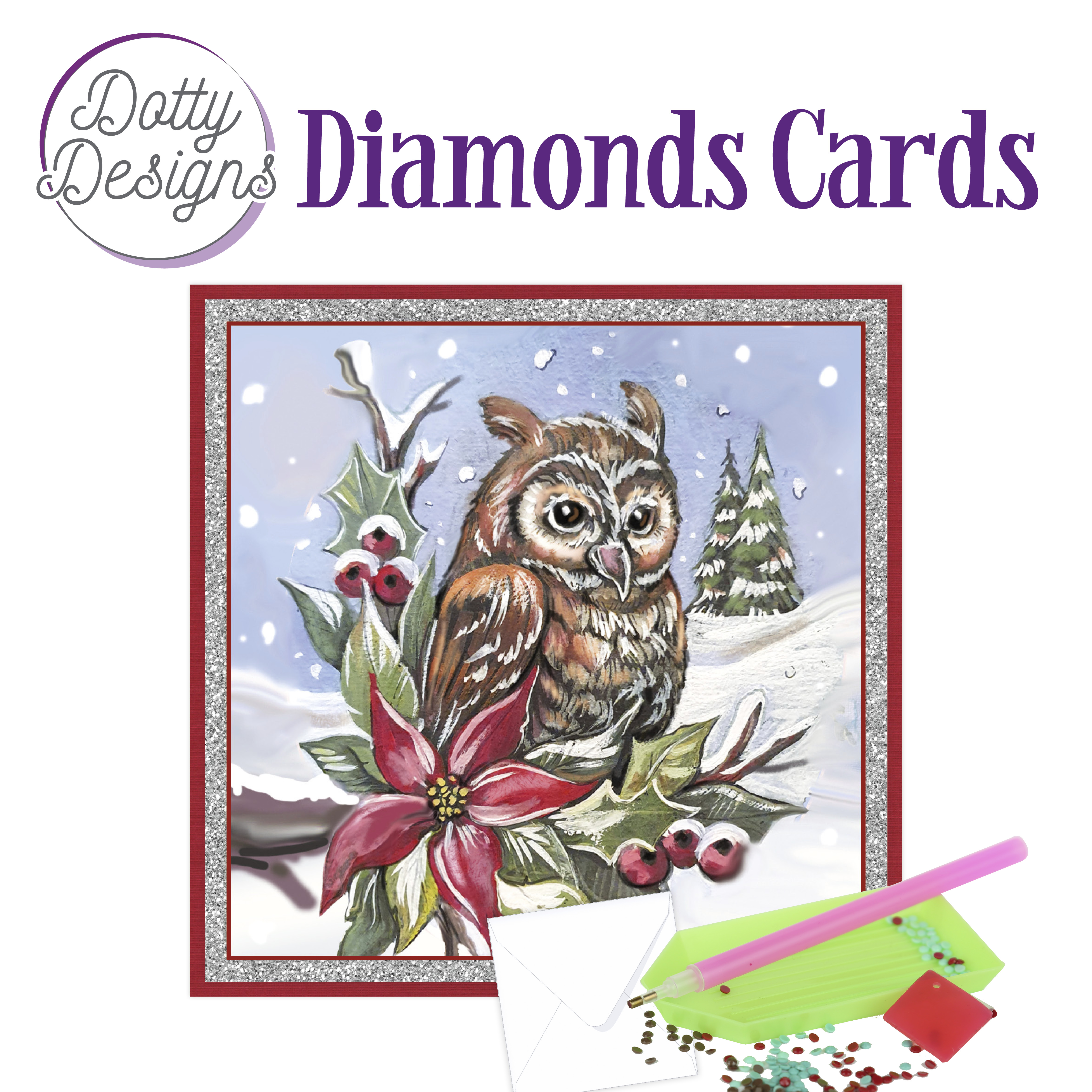 Dotty Designs Diamond Cards - Owl in Christmas spirit Dotty Designs Diamond Cards - Owl in Christmas spirit