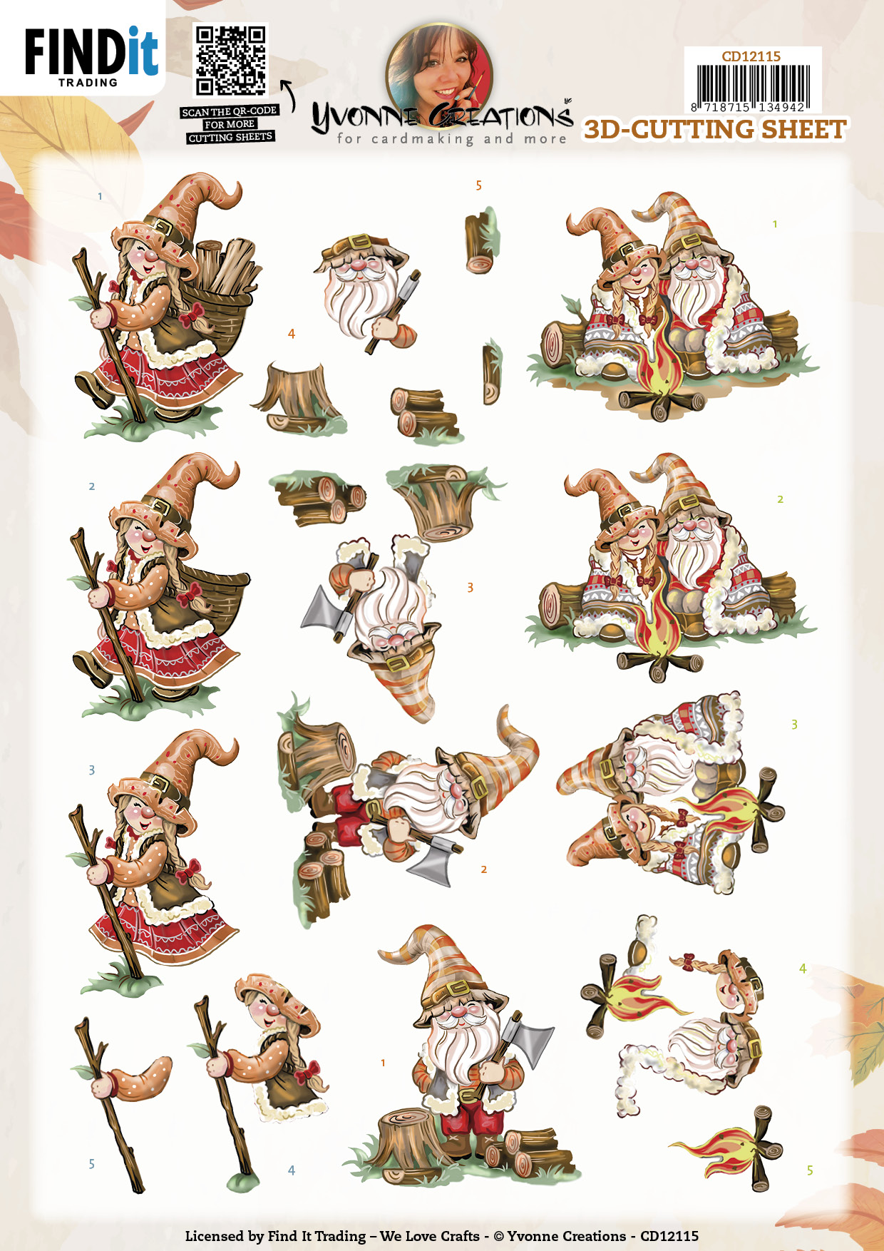 3D Cutting Sheet - Yvonne Creations - Gnomes Campfire