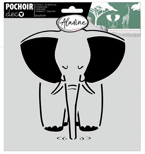 POCHOIR DECO ELEPHANT 20*20CM