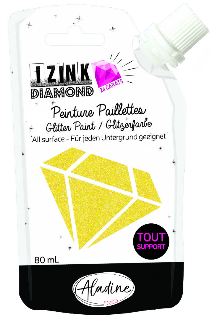 IZINK Diamond glitterverf/pasta 24 karaat- 80 ml, geel IZINK Diamond glitterverf/pasta 24 karaat- 80 ml, geel