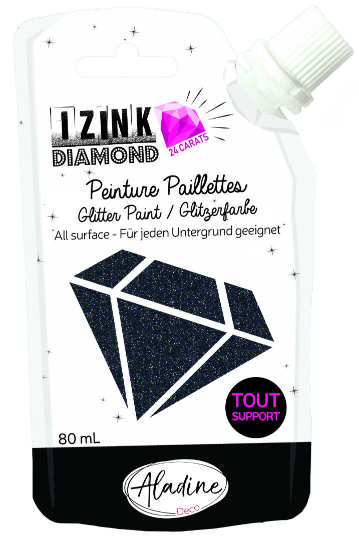 Zwart 24 karaat Glitterverf Izink Diamond Zwart 24 karaat Glitterverf Izink Diamond