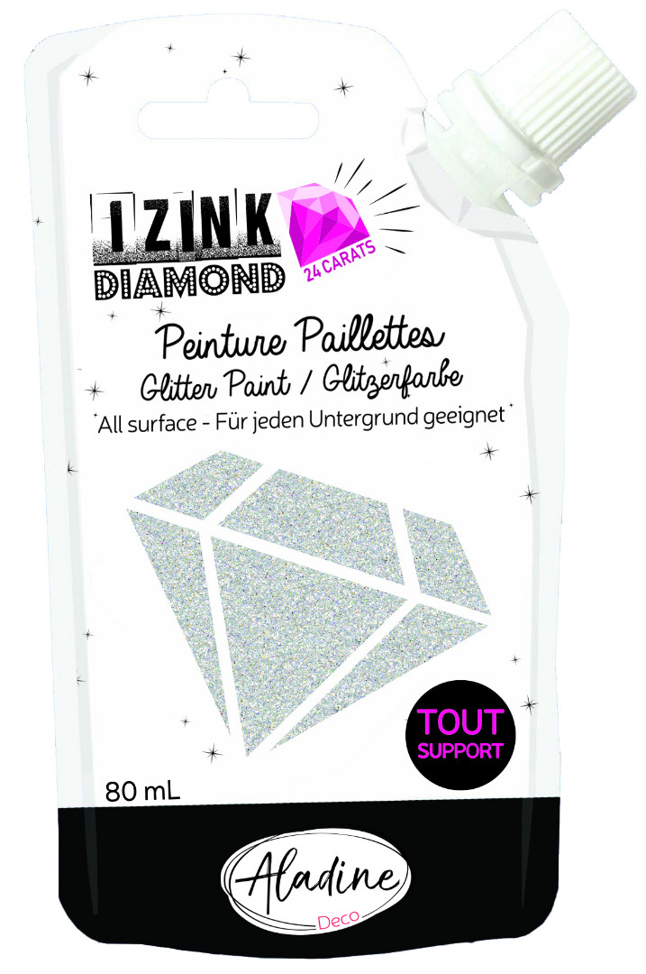 Zilver 24 karaat Glitterverf Izink Diamond Zilver 24 karaat Glitterverf Izink Diamond