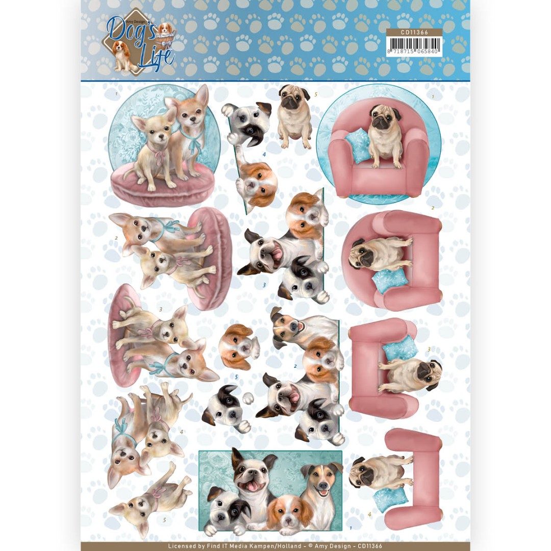 Allerlei honden - Dog's Life 3D-Knipvel van Amy Design Allerlei honden - Dog's Life 3D-Knipvel van Amy Design