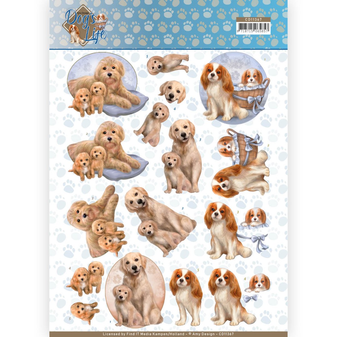 Moederhond met pup - Dog's Life 3D-Knipvel van Amy Design Moederhond met pup - Dog's Life 3D-Knipvel van Amy Design