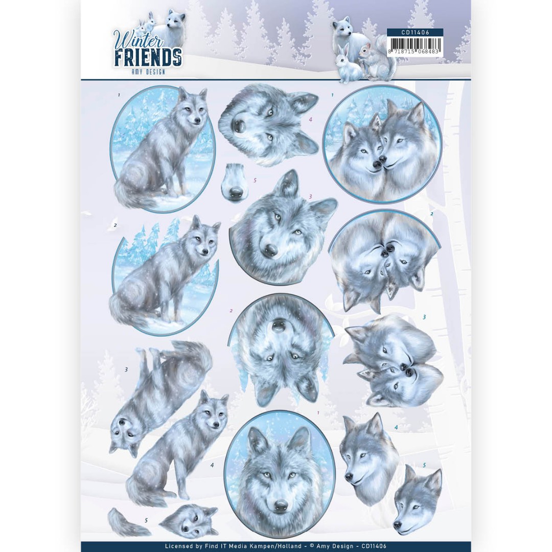 Winterwolven - Winter Friends 3D-Knipvel van Amy Design Winterwolven - Winter Friends 3D-Knipvel van Amy Design