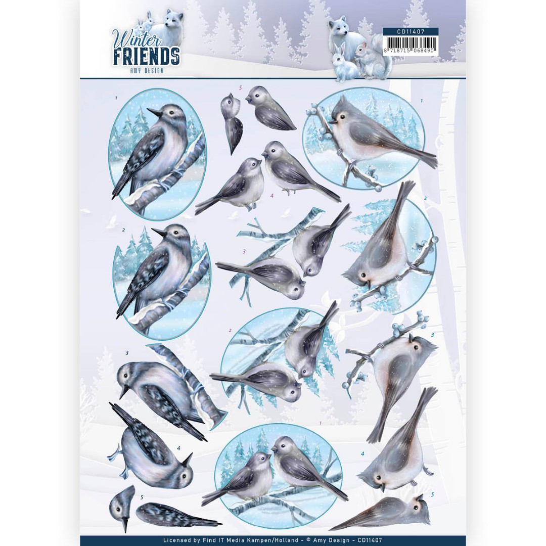 Fonkelende vogels  - Winter Friends 3D-Knipvel van Amy Design