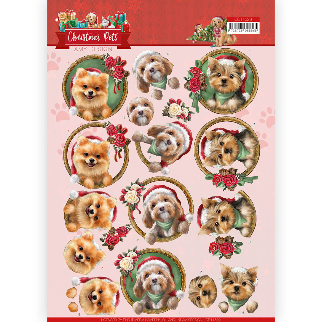 Christmas dogs 3D Cutting Sheet Christmas Pets by Amy Design Christmas dogs 3D Cutting Sheet Christmas Pets by Amy Design