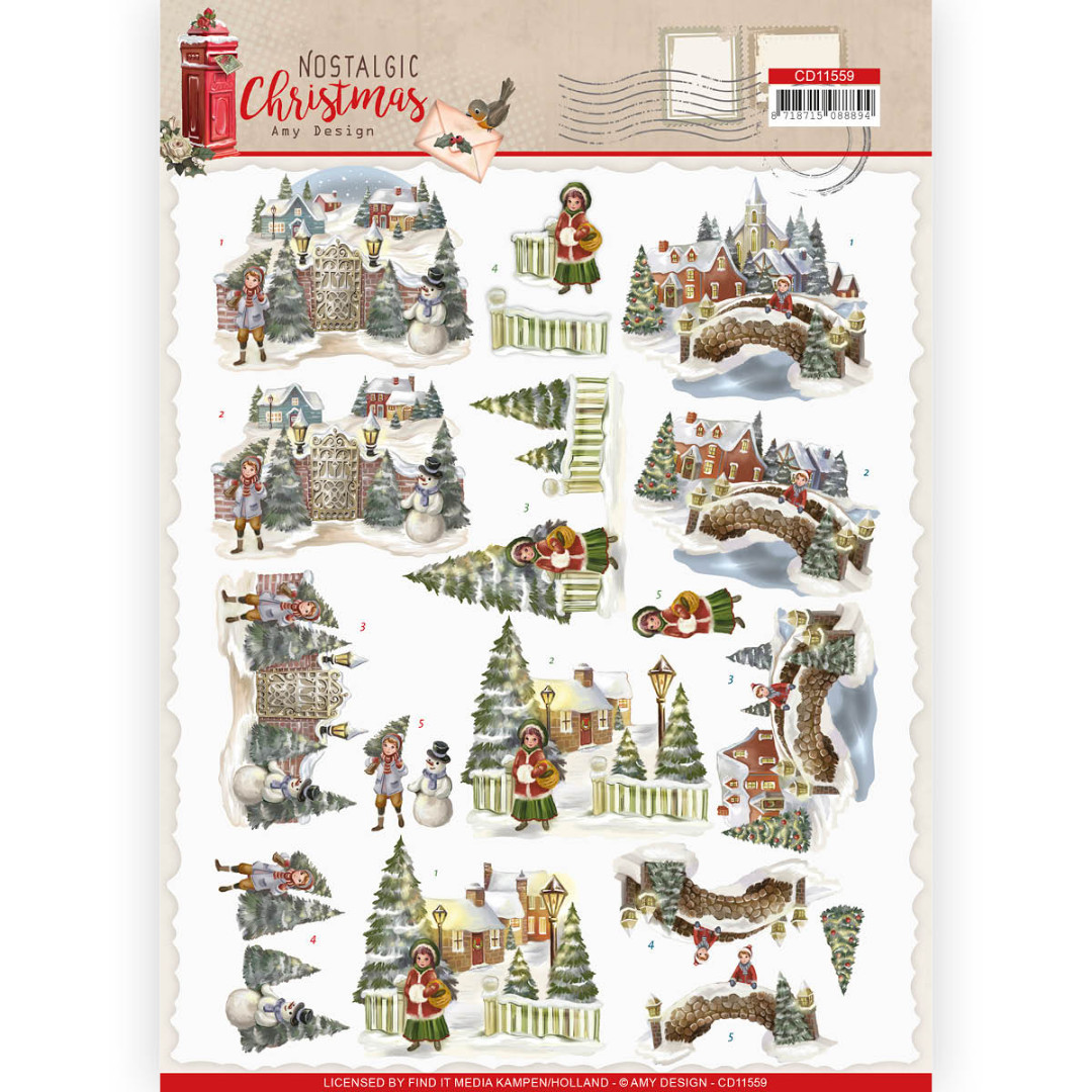 Christmas Village Nostalgic Christmas 3D cutting sheet by Amy Design Christmas Village Nostalgic Christmas 3D cutting sheet by Amy Design