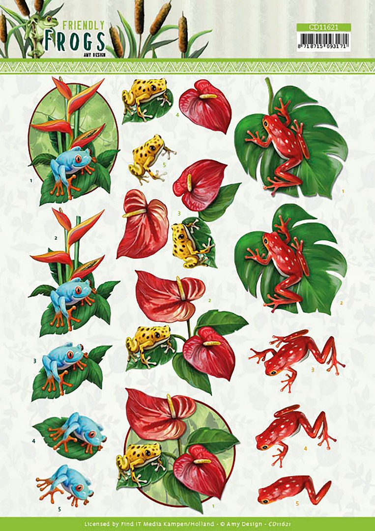 Poison Frogs -  3D Cutting Sheet Friendly Frogs by Amy Design