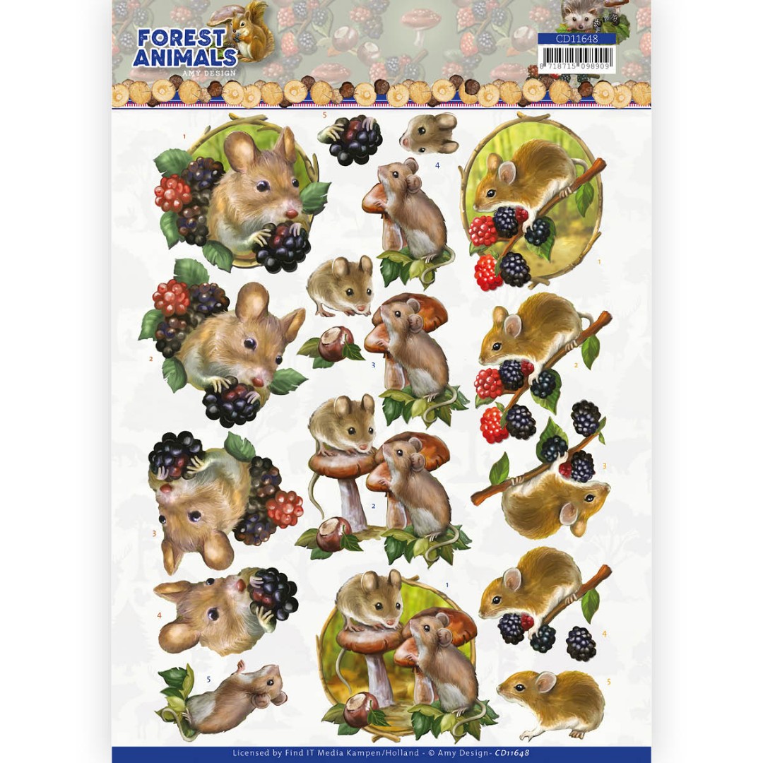 Mouse - 3D Cutting Sheet Forest Animals by Amy Design Mouse - 3D Cutting Sheet Forest Animals by Amy Design