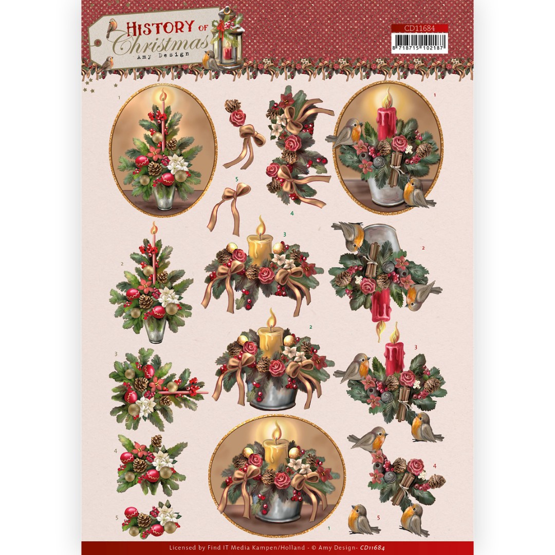 3D Cutting Sheet - Amy Design - History of Christmas - Christmas Candles 3D Cutting Sheet - Amy Design - History of Christmas - Christmas Candles