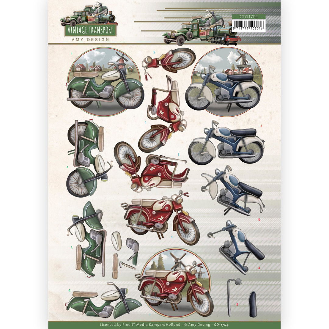 3D Cutting Sheet - Amy Design - Vintage Transport - Moped 3D Cutting Sheet - Amy Design - Vintage Transport - Moped