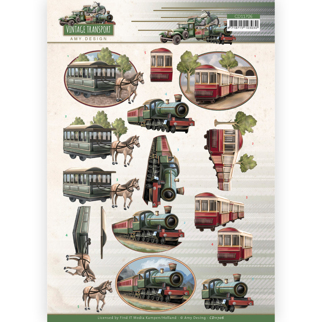 3D Cutting Sheet - Amy Design - Vintage Transport - Train 3D Cutting Sheet - Amy Design - Vintage Transport - Train