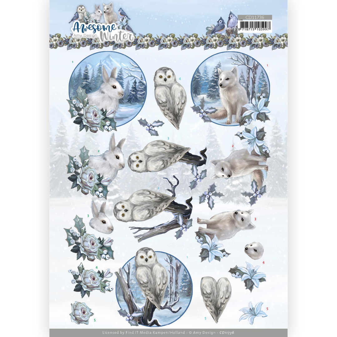 3D Cutting Sheet - Amy Design - Awesome Winter - Winter Animals 3D Cutting Sheet - Amy Design - Awesome Winter - Winter Animals