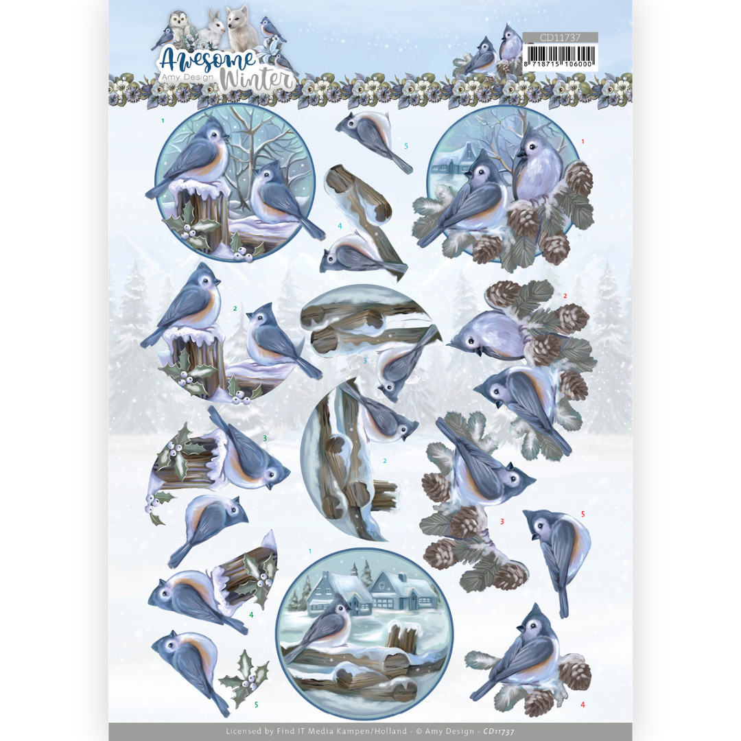 3D Cutting Sheet - Amy Design - Awesome Winter - Winter Birds 3D Cutting Sheet - Amy Design - Awesome Winter - Winter Birds