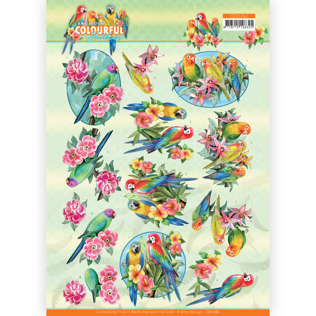 3D Cutting Sheet - Amy Design - Colourful Feathers - Parrot 3D Cutting Sheet - Amy Design - Colourful Feathers - Parrot
