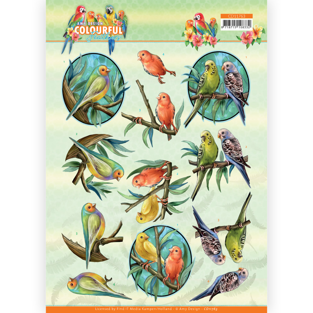 3D Cutting Sheet - Amy Design - Colourful Feathers - Canary 3D Cutting Sheet - Amy Design - Colourful Feathers - Canary