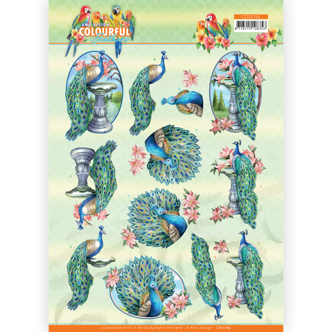3D Cutting Sheet - Amy Design - Colourful Feathers - Peacock 3D Cutting Sheet - Amy Design - Colourful Feathers - Peacock