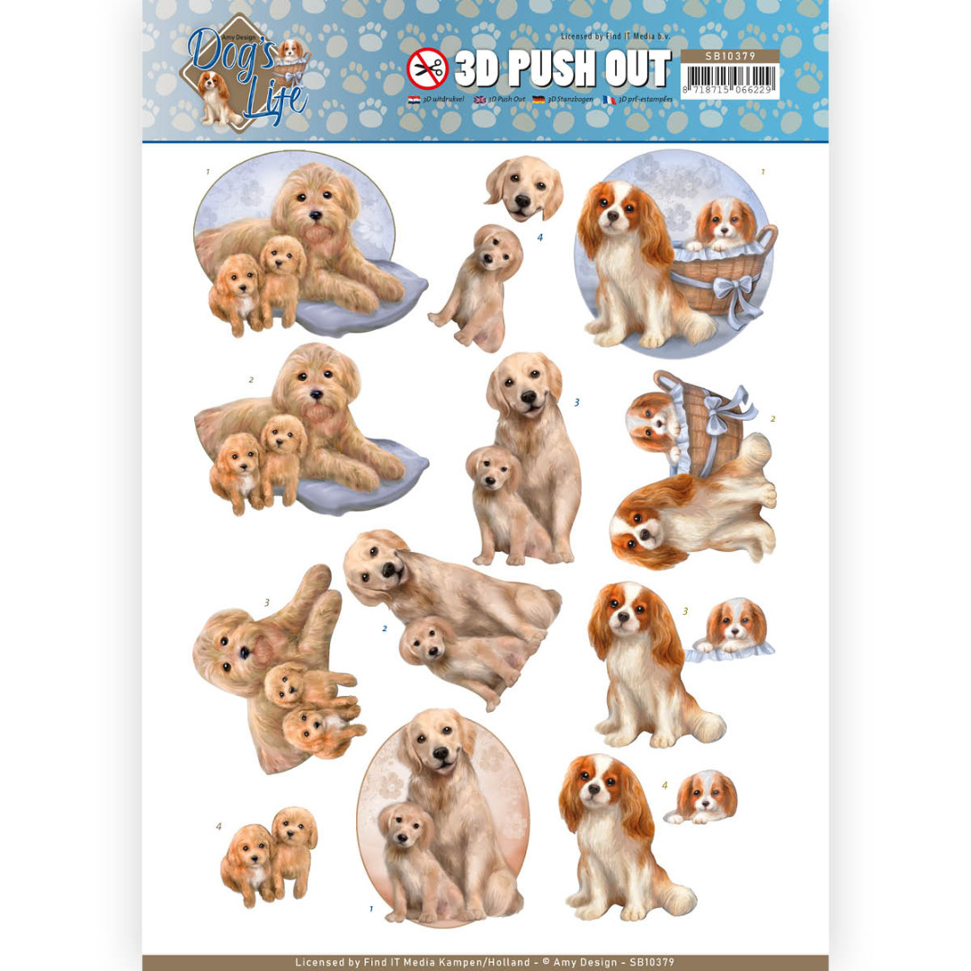 Moederhond met pup - Dog's Life 3D-Uitdrukvel van Amy Design Moederhond met pup - Dog's Life 3D-Uitdrukvel van Amy Design