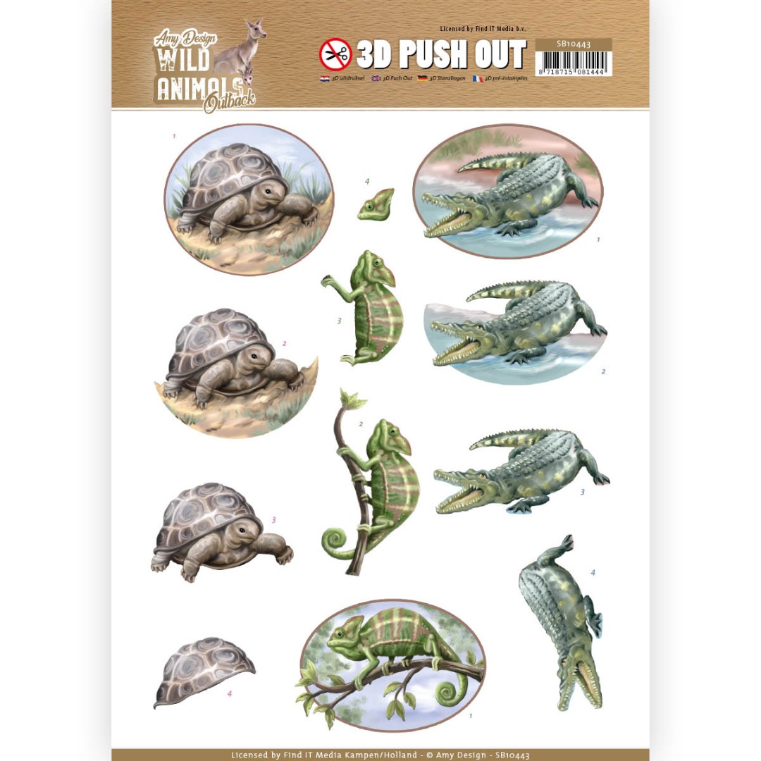 Reptiles Wild Animals Outback 3D-Push-Out Sheet by Amy Design