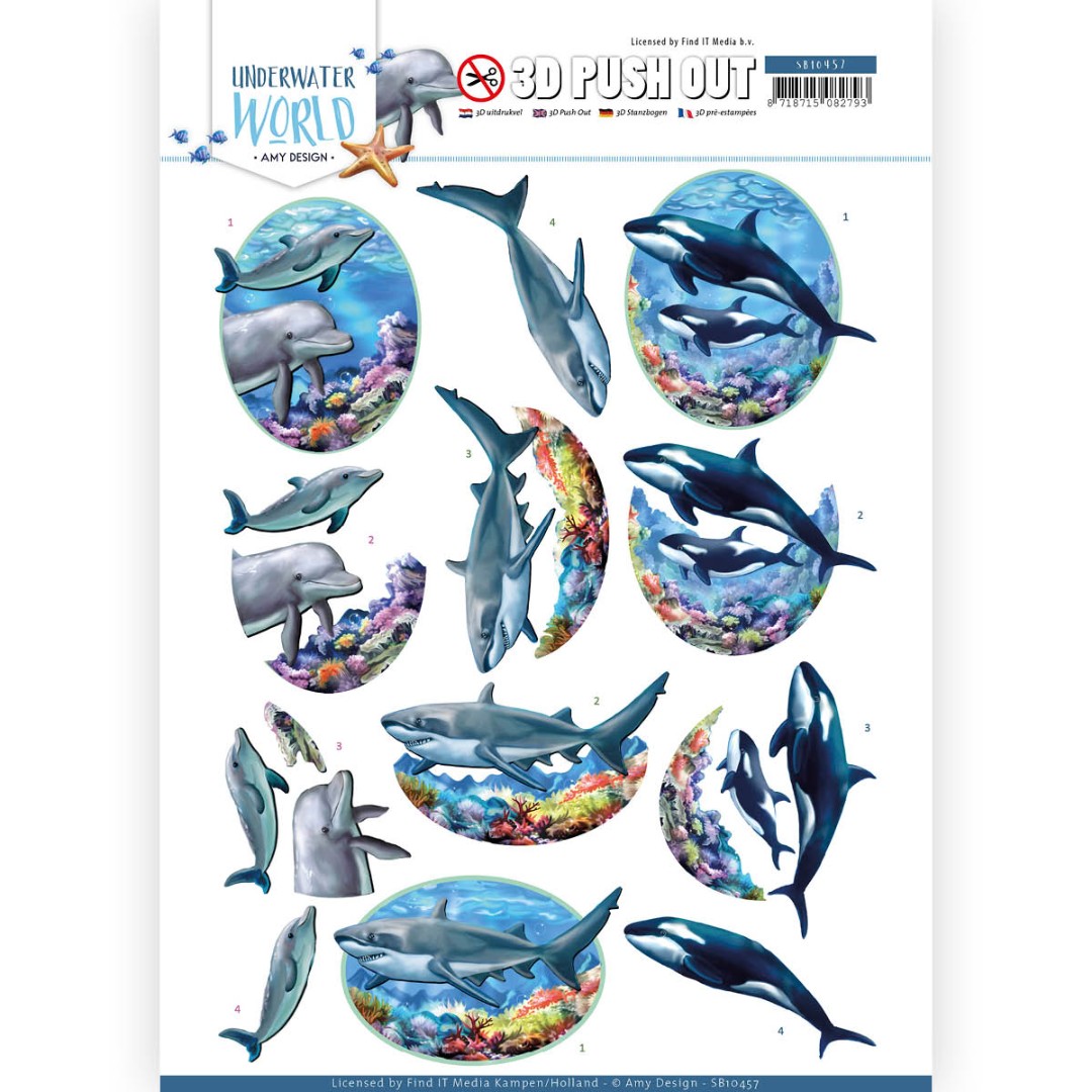 Big Ocean Animals 3D-Push-Out Sheet Underwater World by Amy Design Big Ocean Animals 3D-Push-Out Sheet Underwater World by Amy Design