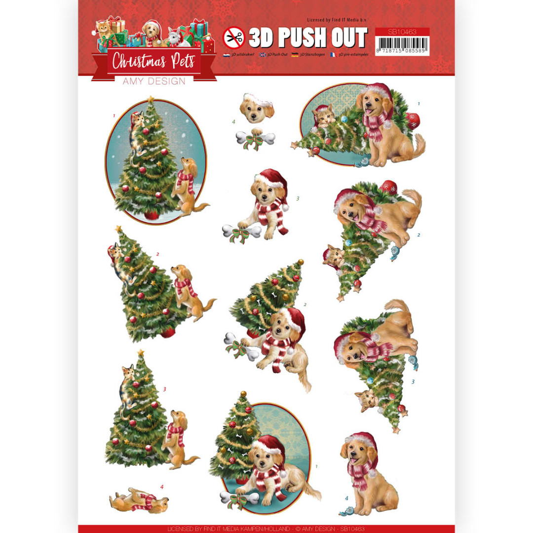 Christmas Tree 3D-Push-Out Sheet Christmas Pets by Amy Design Christmas Tree 3D-Push-Out Sheet Christmas Pets by Amy Design