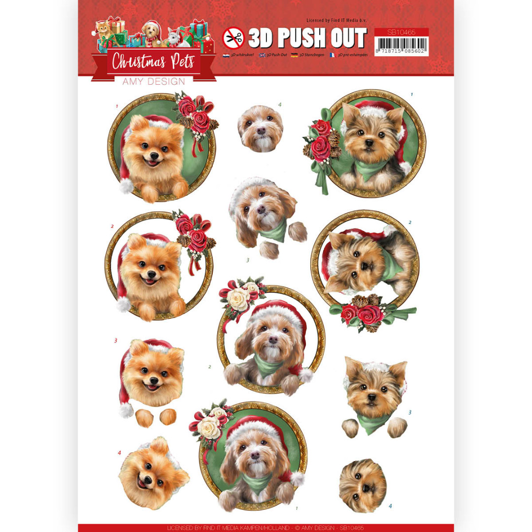 Christmas dogs 3D-Push-Out Sheet Christmas Pets by Amy Design Christmas dogs 3D-Push-Out Sheet Christmas Pets by Amy Design