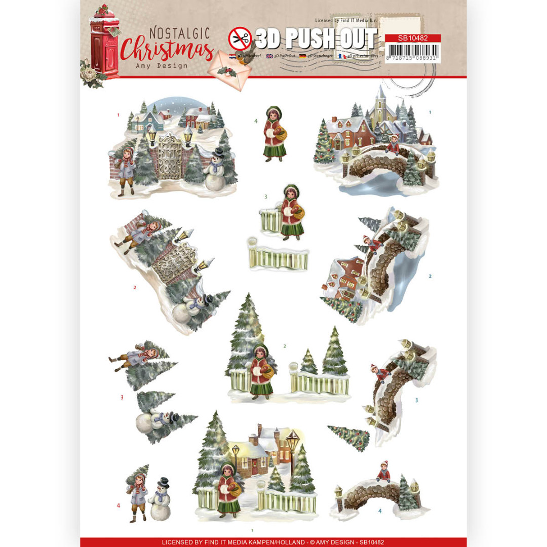 Christmas Village Nostalgic Christmas 3D Push Out by Amy Design Christmas Village Nostalgic Christmas 3D Push Out by Amy Design