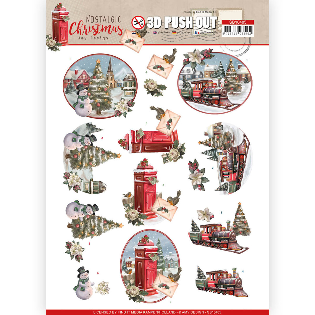 Christmas Train Nostalgic Christmas 3D Push Out by Amy Design Christmas Train Nostalgic Christmas 3D Push Out by Amy Design