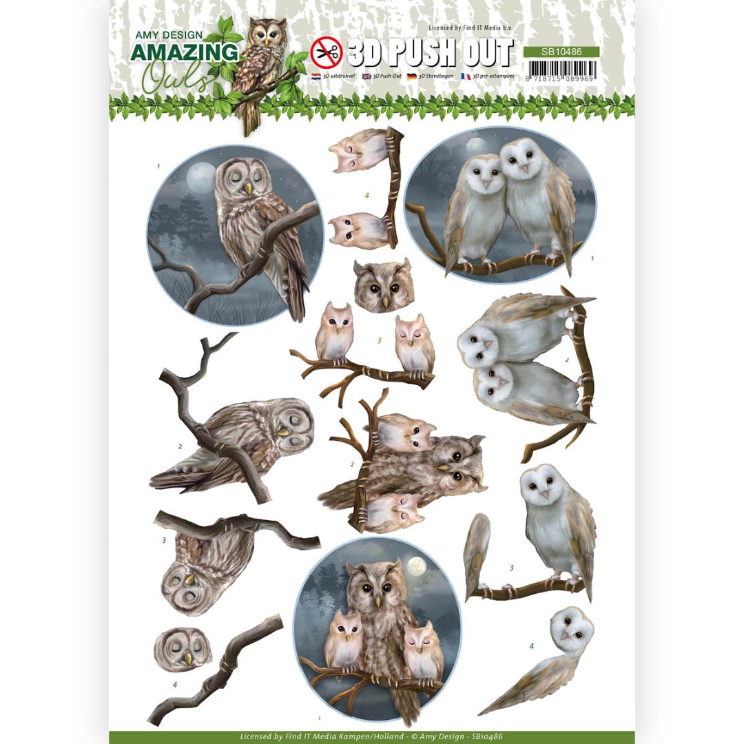 Night Owls Amazing Owls 3D Push Out by Amy Design Night Owls Amazing Owls 3D Push Out by Amy Design