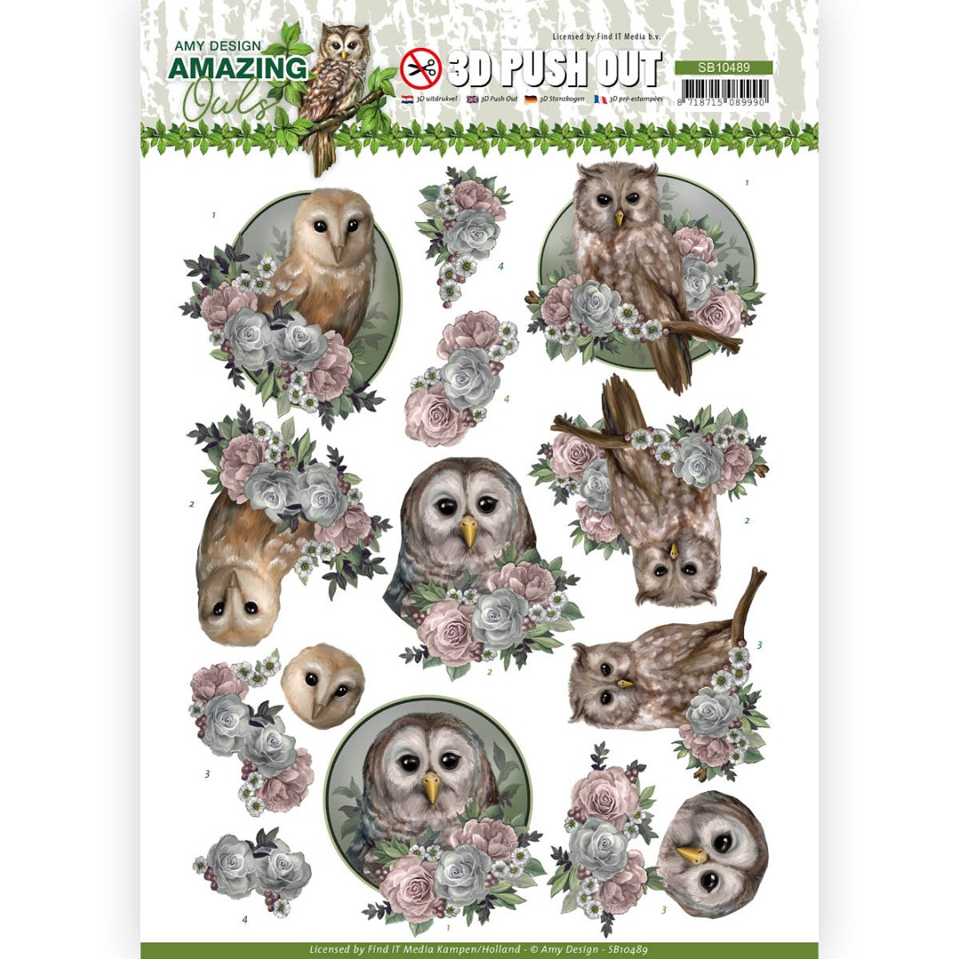 Romantic Owls Amazing Owls 3D Push Out by Amy Design