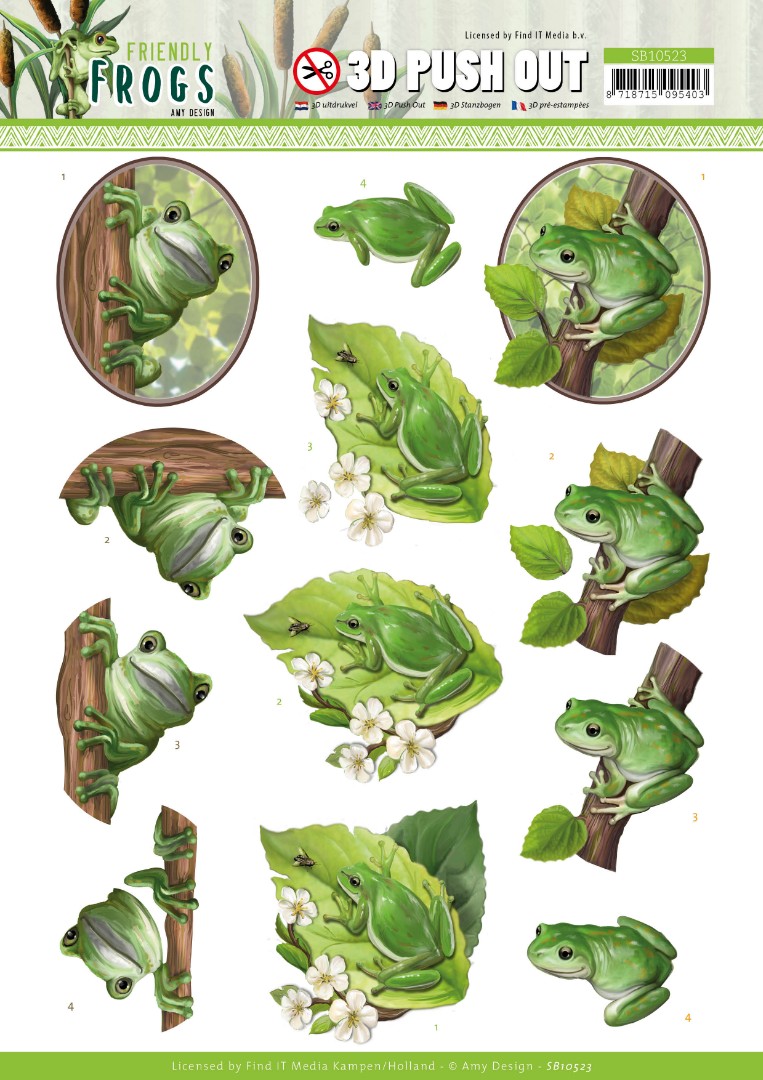 Tree Frogs - 3D-Push-Out Sheet Friendly Frogs by Amy Design Tree Frogs - 3D-Push-Out Sheet Friendly Frogs by Amy Design