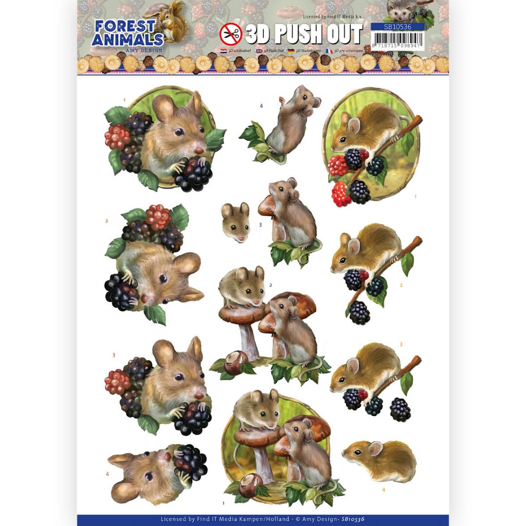 Mouse - Forest Animals - 3D-Push-Out Sheet Mouse - Forest Animals - 3D-Push-Out Sheet