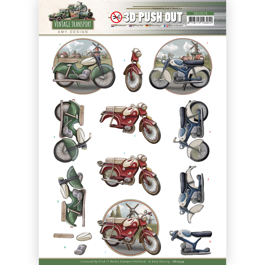 3D Push Out - Amy Design - Vintage Transport - Moped 3D Push Out - Amy Design - Vintage Transport - Moped